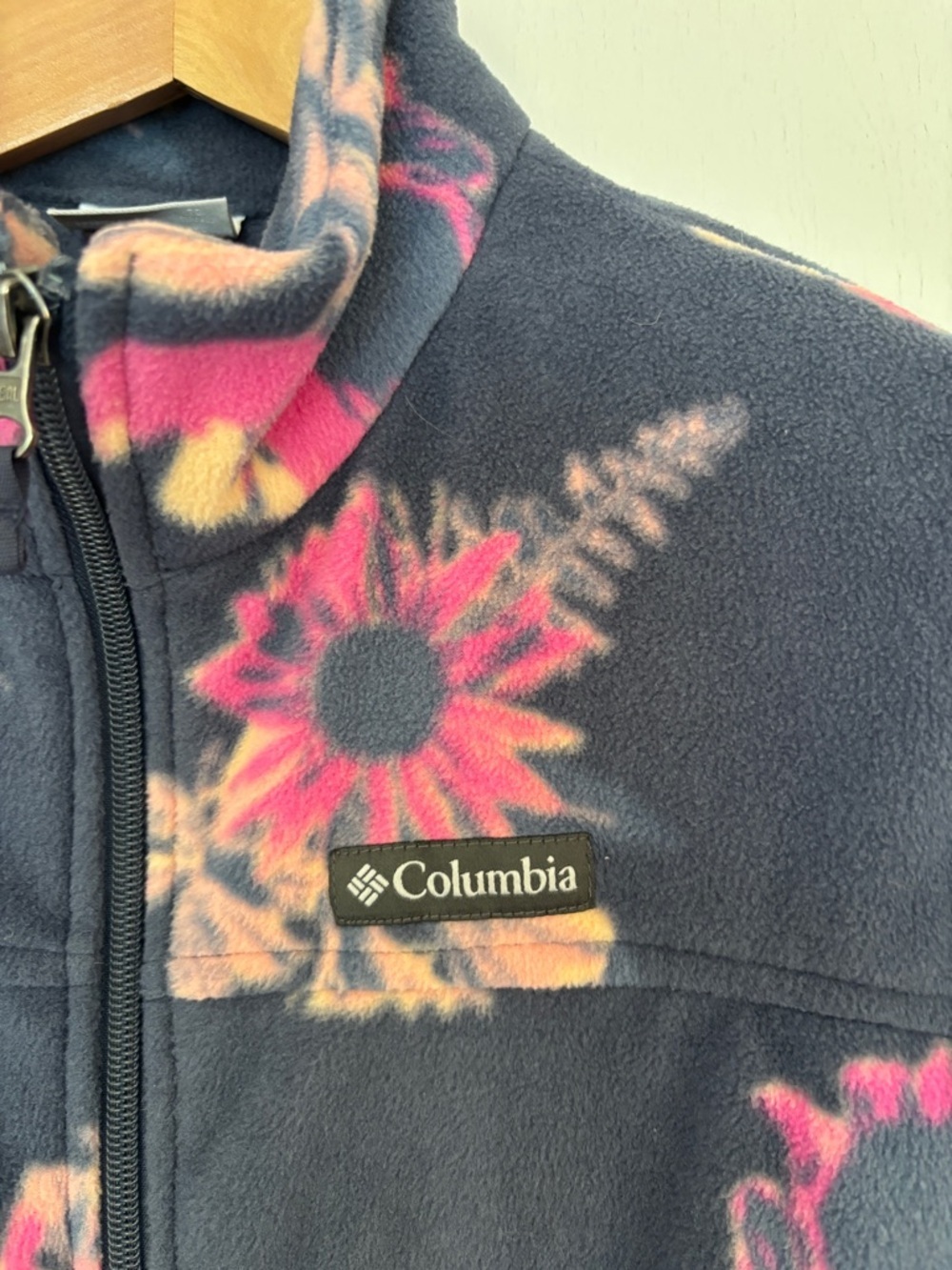 Columbia Kids Floral Fleece Zip Jacket Size XL Hiking Everyday Soft Cozy Granola - Picture 3 of 9